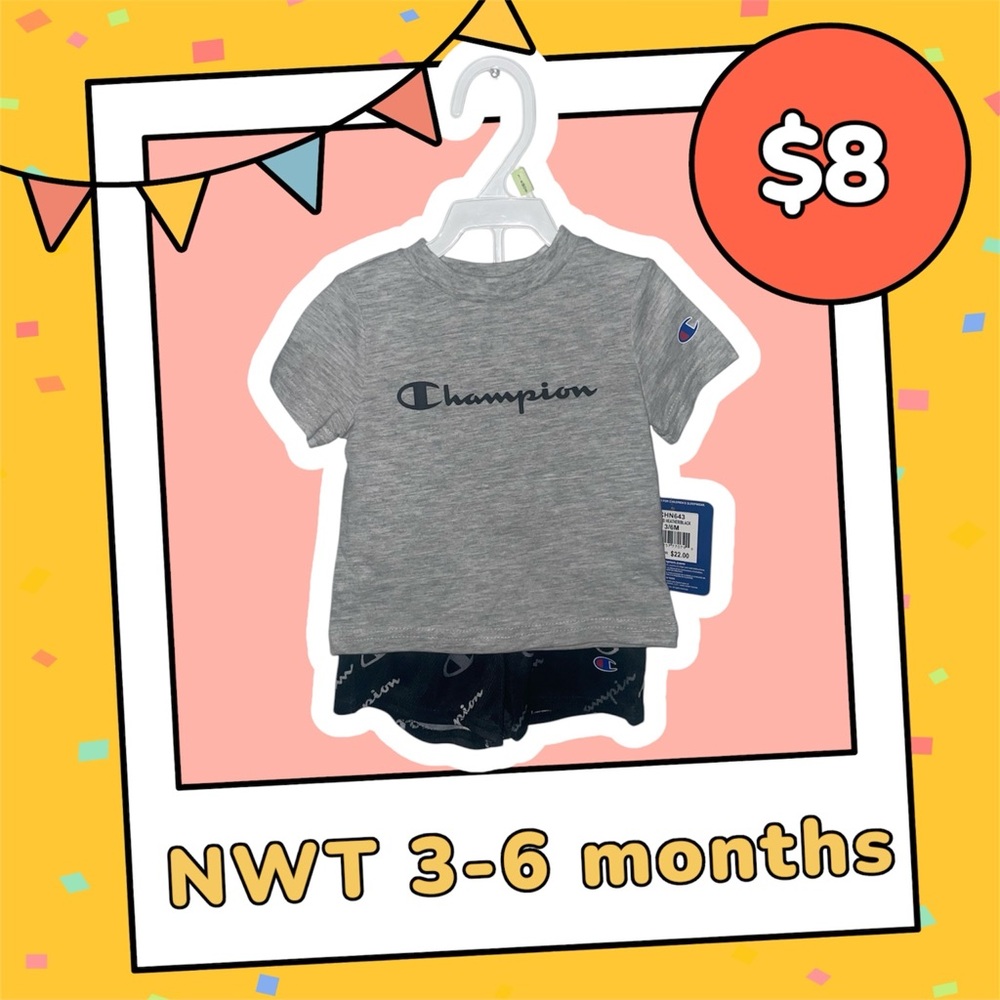 Champion Gray Baby T-Shirt and Shorts Set 3-6 months NWT